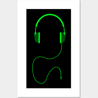 Minimalistic Green Headphones Posters and Art